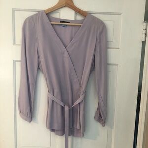 J. Crew Lavender Wrap Blouse with Self Tie